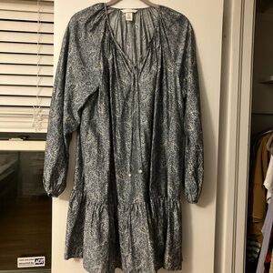 H&M Blue Floral Long Sleeve Dress